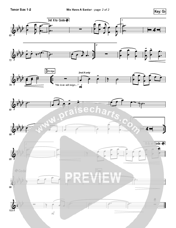 We Have A Savior Tenor Sax 1/2 (Hillsong Worship)