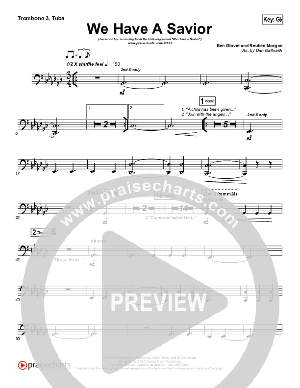 We Have A Savior Trombone 3/Tuba (Hillsong Worship)
