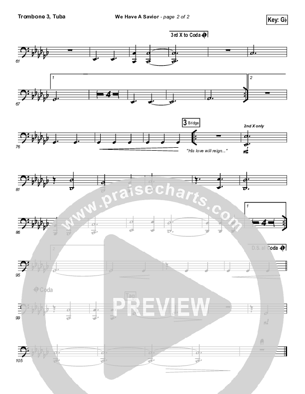 We Have A Savior Trombone 3/Tuba (Hillsong Worship)