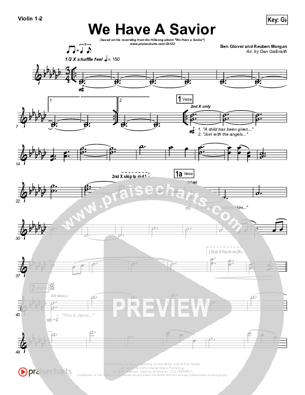 We Have A Savior Violin 1/2 (Hillsong Worship)