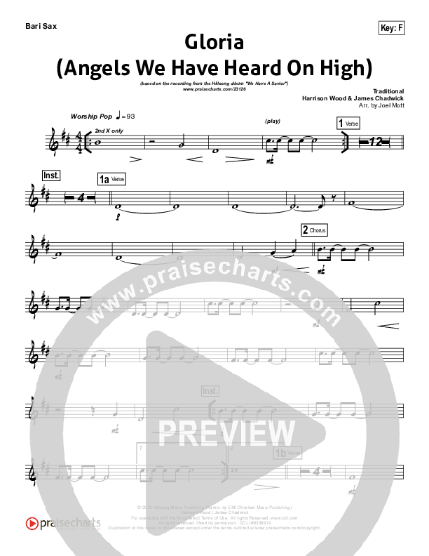 Gloria (Angels We Have Heard On High) Bari Sax (Hillsong Worship)
