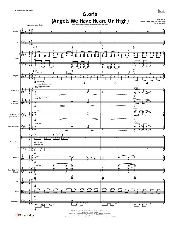 Gloria (Angels We Have Heard On High) Conductor's Score (Hillsong Worship)