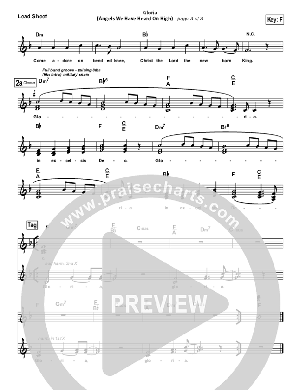 Gloria (Angels We Have Heard On High) Lead Sheet (Hillsong Worship)