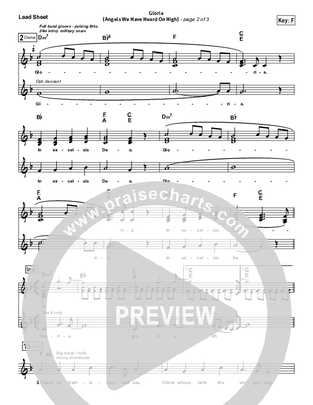 Gloria (Angels We Have Heard On High) Lead Sheet (SAT) (Hillsong Worship)