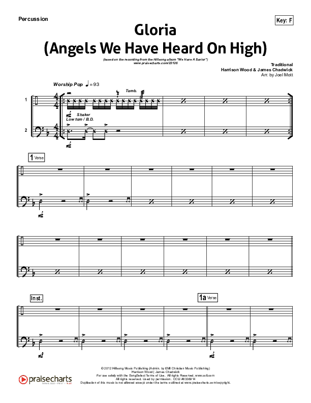 Gloria (Angels We Have Heard On High) Percussion (Hillsong Worship)