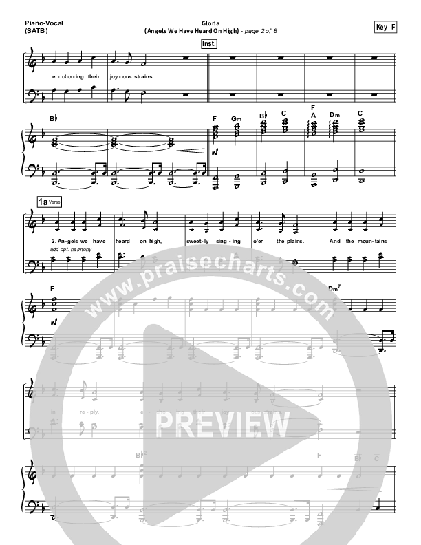 Gloria (Angels We Have Heard On High) Piano/Vocal (SATB) (Hillsong Worship)