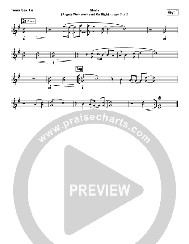Gloria (Angels We Have Heard On High) Tenor Sax 1/2 (Hillsong Worship)