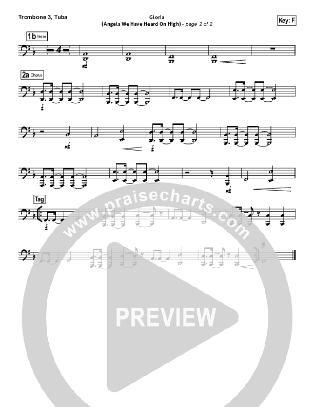 Gloria (Angels We Have Heard On High) Trombone 3/Tuba (Hillsong Worship)