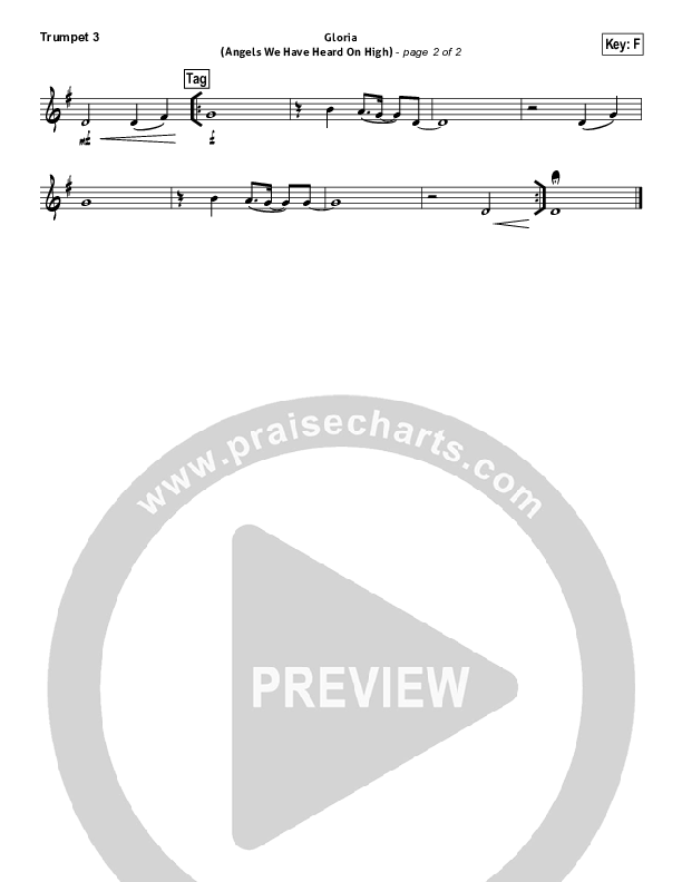 Gloria (Angels We Have Heard On High) Trumpet 3 (Hillsong Worship)