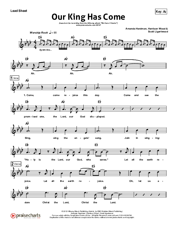 Our King Has Come Lead (SAT) (Hillsong Worship)