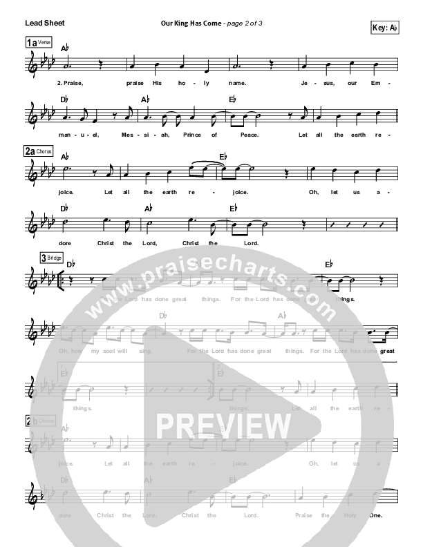 Our King Has Come Lead (SAT) (Hillsong Worship)