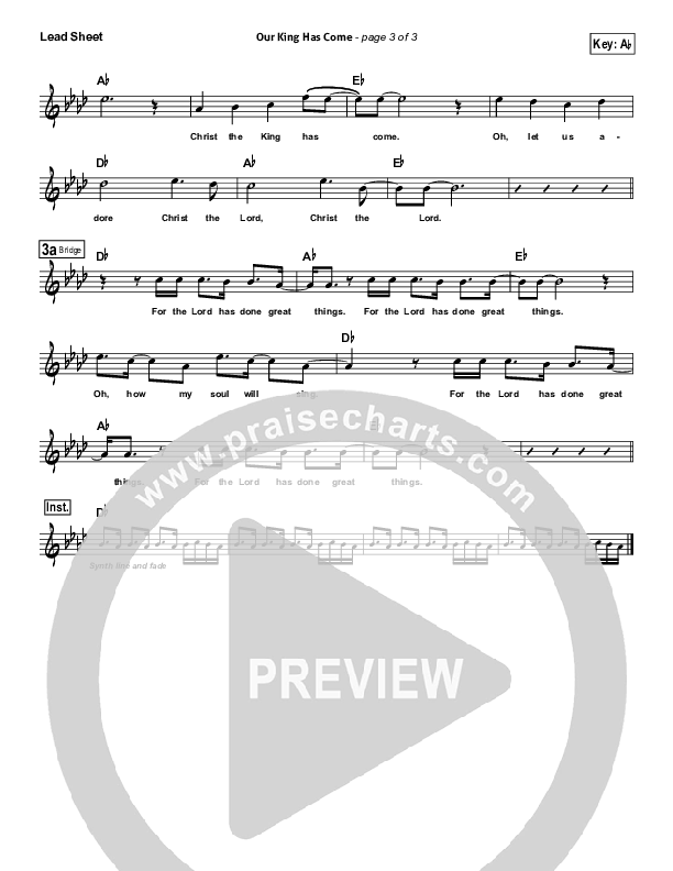 Our King Has Come Lead (SAT) (Hillsong Worship)