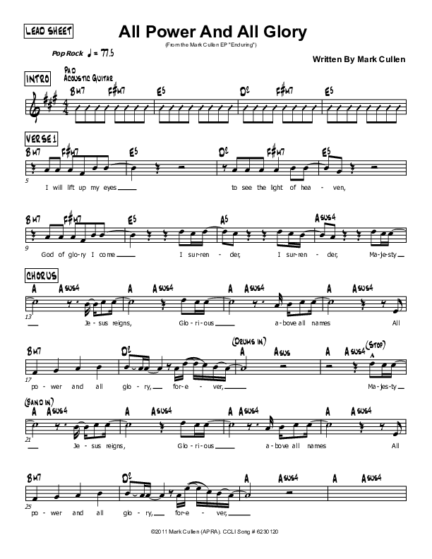 All Power And All Glory Lead Sheet (Mark Cullen)