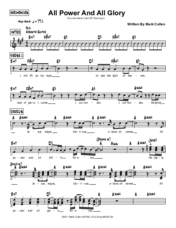 All Power And All Glory Lead Sheet (Mark Cullen)