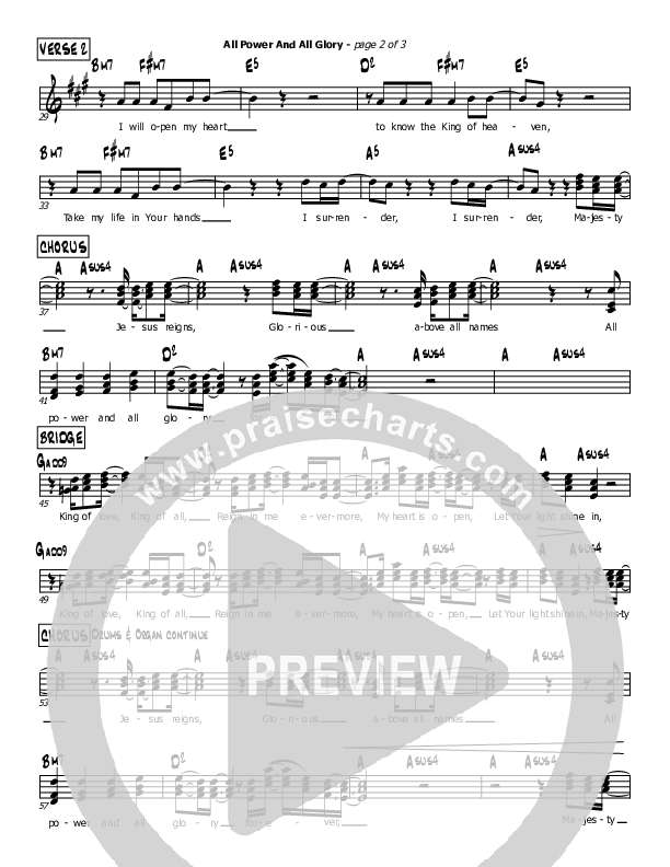 All Power And All Glory Lead Sheet (Mark Cullen)