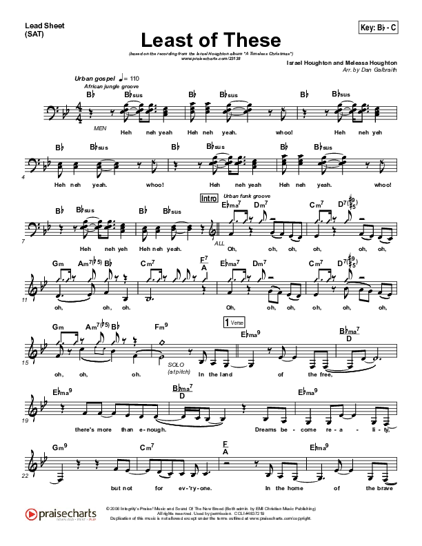 Least Of These Lead Sheet (SAT) (Israel Houghton)