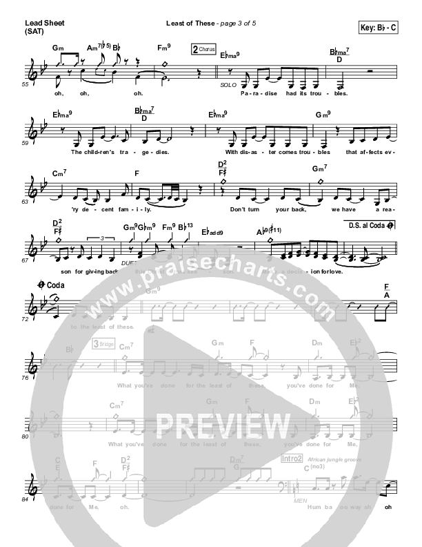 Least Of These Lead Sheet (SAT) (Israel Houghton)