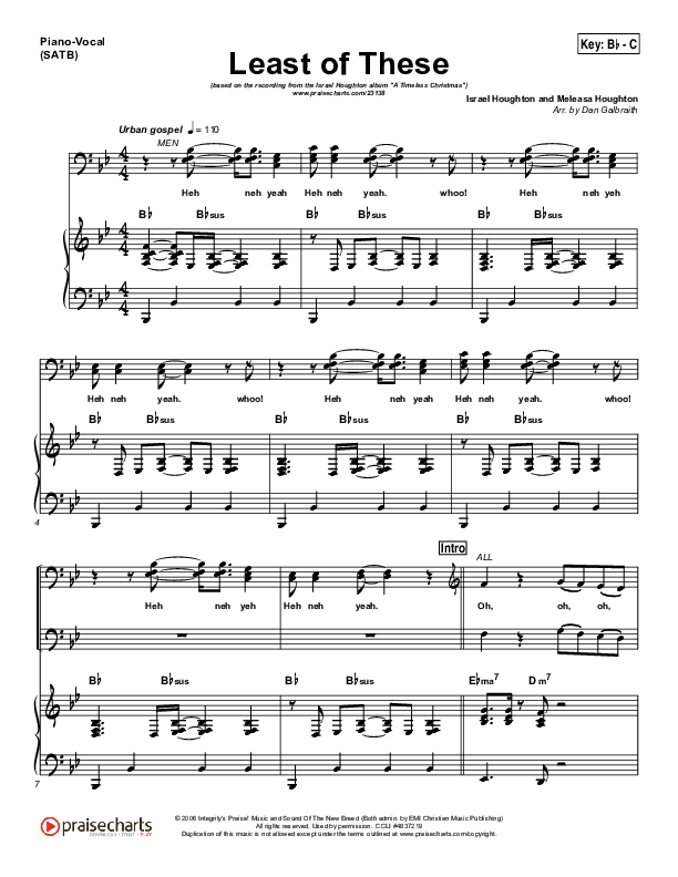 Least Of These Piano/Vocal & Lead (Israel Houghton)
