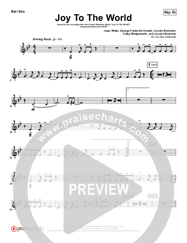 Joy To The World Bari Sax (Lincoln Brewster)