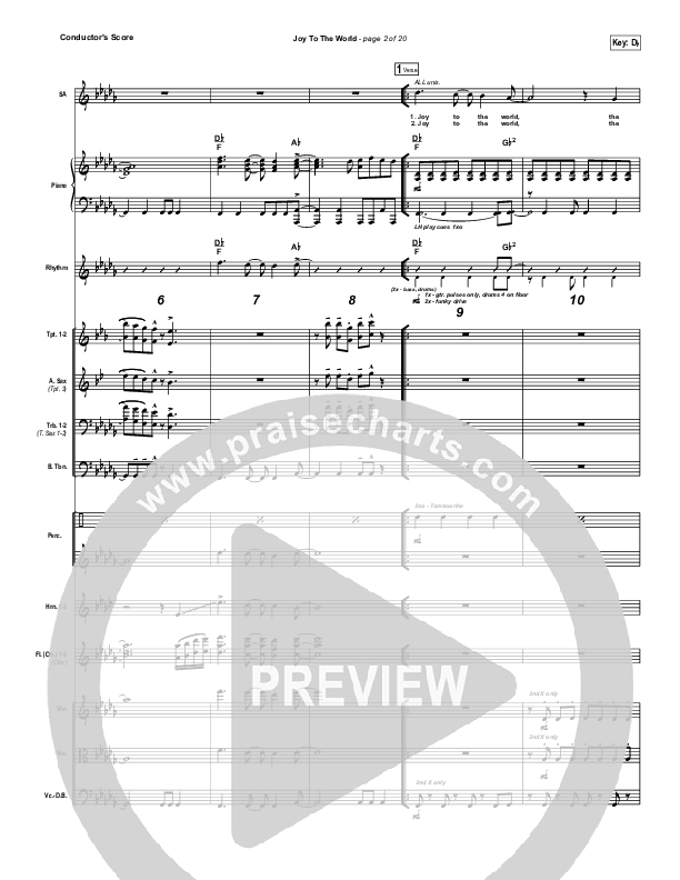 Joy To The World Conductor's Score (Lincoln Brewster)