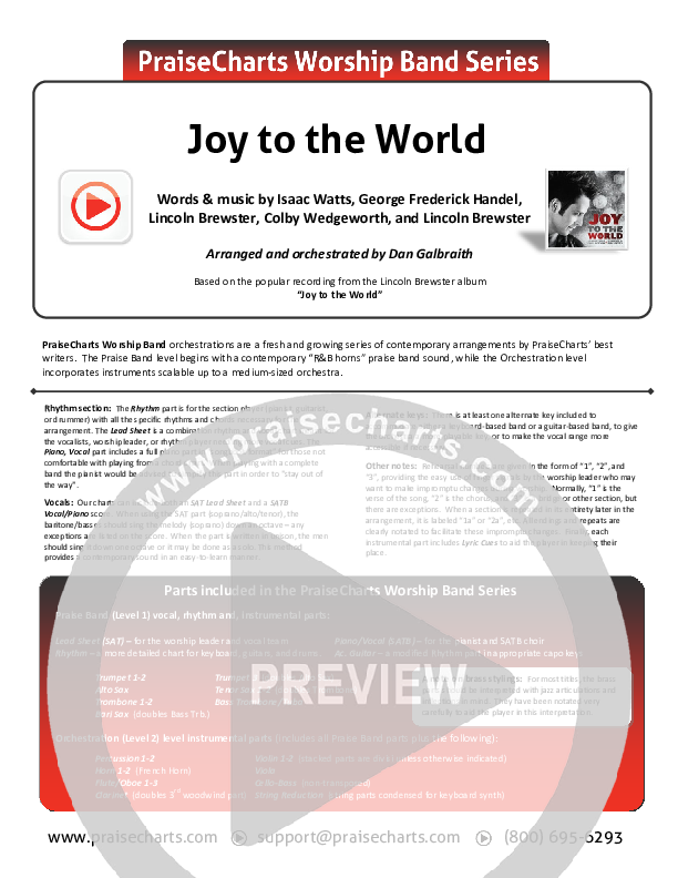 Joy To The World Orchestration (Lincoln Brewster)