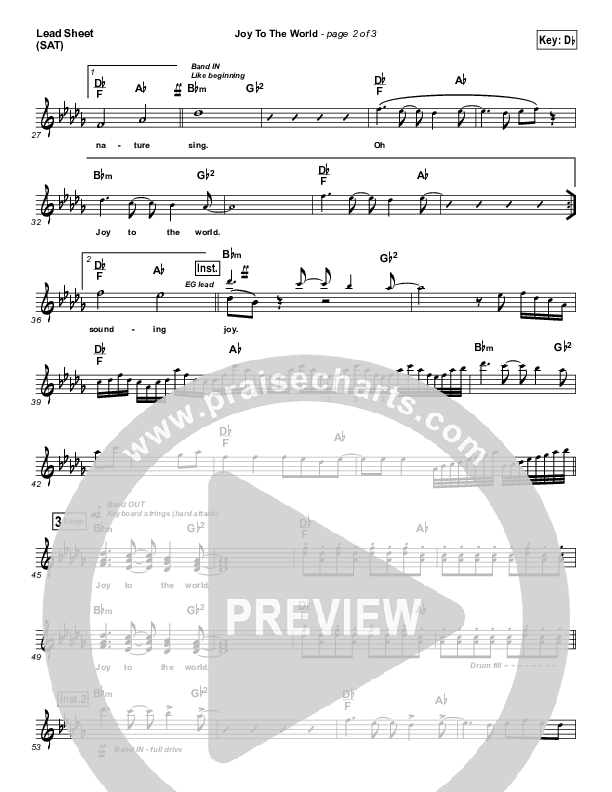 Joy To The World Lead Sheet (SAT) (Lincoln Brewster)