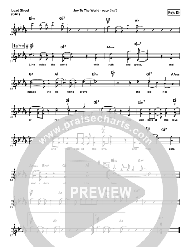Joy To The World Lead Sheet (SAT) (Lincoln Brewster)