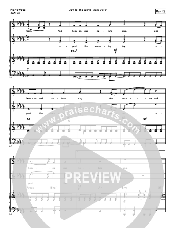 Joy To The World Piano/Vocal (SATB) (Lincoln Brewster)