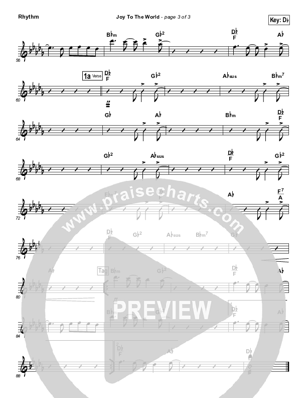 Joy To The World Rhythm Chart (Lincoln Brewster)