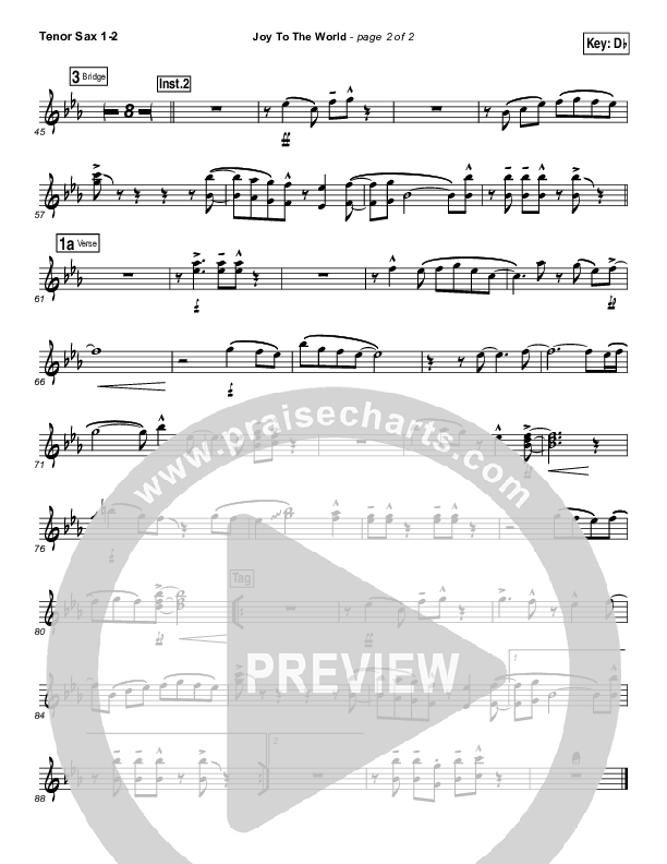 Joy To The World Tenor Sax 1/2 (Lincoln Brewster)