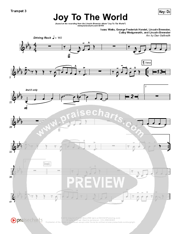 Joy To The World Trumpet 3 (Lincoln Brewster)