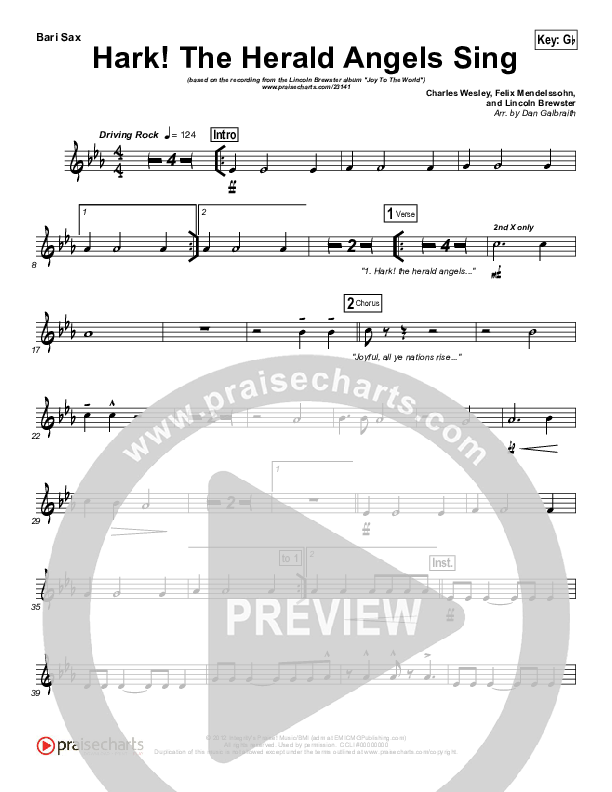 Hark The Herald Angels Sing Bari Sax (Lincoln Brewster)