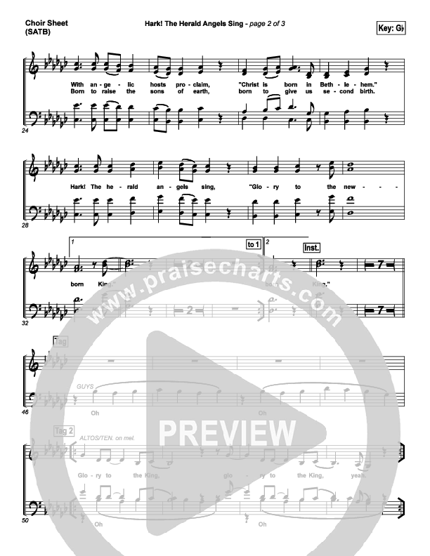Hark The Herald Angels Sing Choir Sheet (SATB) (Lincoln Brewster)