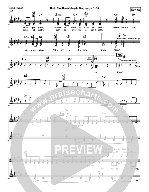 Hark The Herald Angels Sing Lead Sheet (SAT) (Lincoln Brewster)