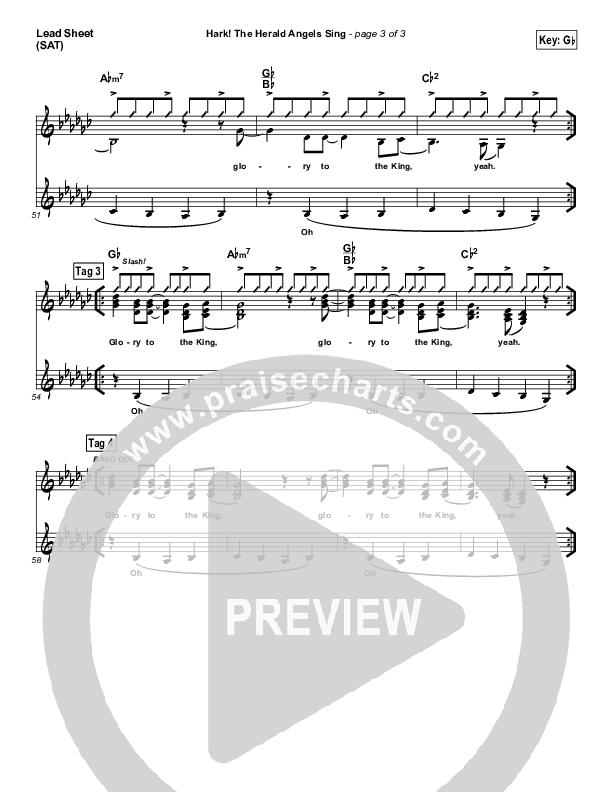 Hark The Herald Angels Sing Lead Sheet (SAT) (Lincoln Brewster)