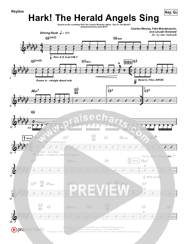 Hark The Herald Angels Sing Rhythm Chart (Lincoln Brewster)