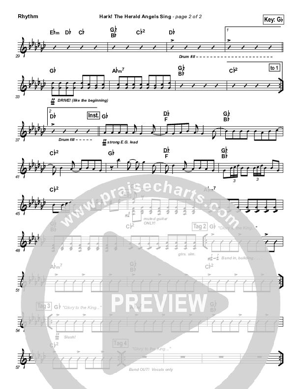 Hark The Herald Angels Sing Rhythm Chart (Lincoln Brewster)