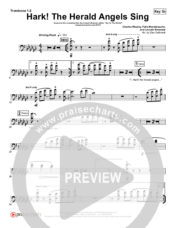 Hark The Herald Angels Sing Trombone 1/2 (Lincoln Brewster)