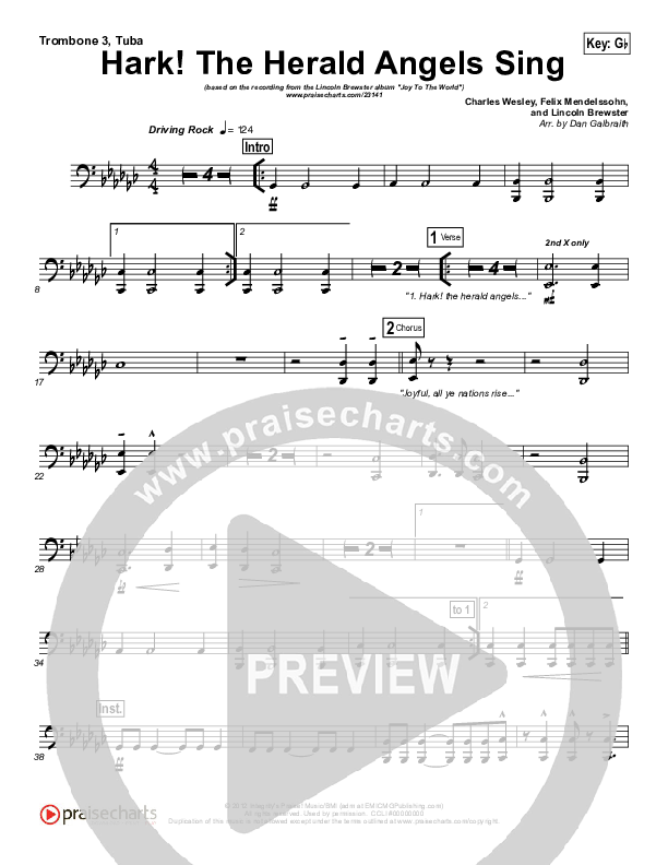 Hark The Herald Angels Sing Trombone 3/Tuba (Lincoln Brewster)