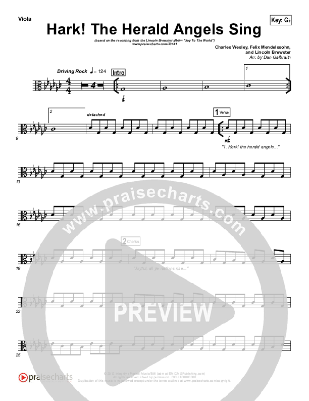 Hark The Herald Angels Sing Viola (Lincoln Brewster)