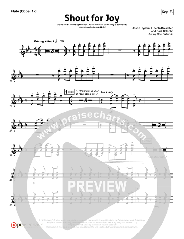 Shout For Joy Flute/Oboe 1/2/3 (Lincoln Brewster)