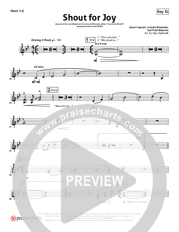 Shout For Joy French Horn 1/2 (Lincoln Brewster)