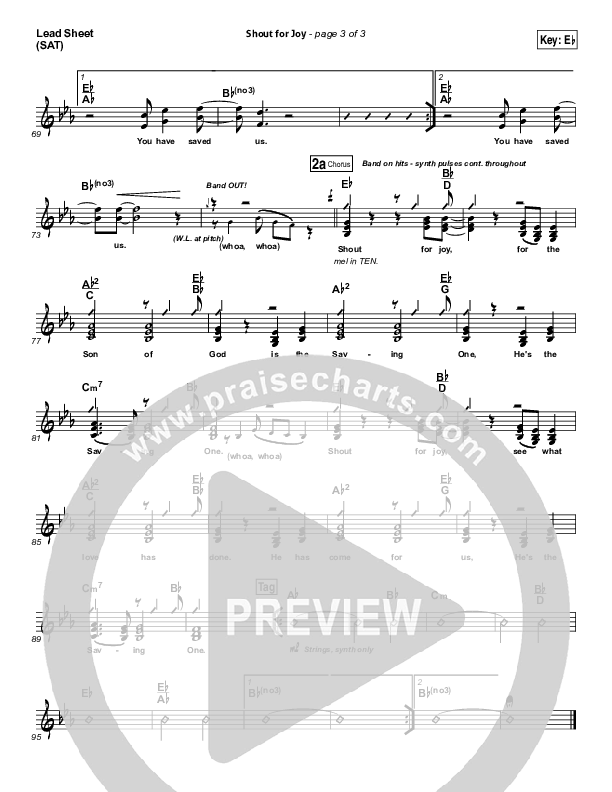 Shout For Joy Lead Sheet (SAT) (Lincoln Brewster)