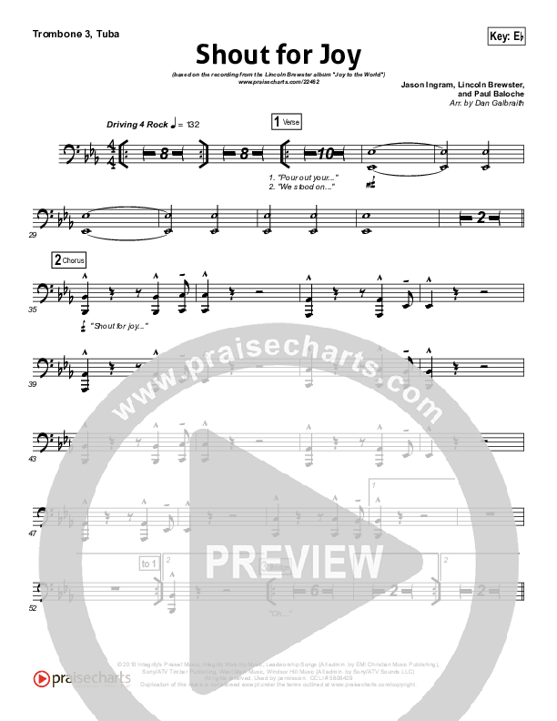 Shout For Joy Trombone 3/Tuba (Lincoln Brewster)
