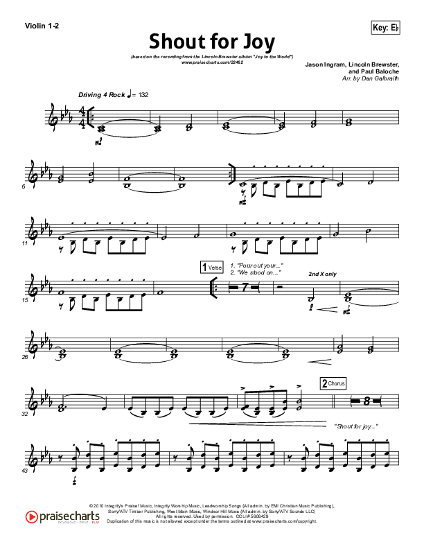 Shout For Joy Violin 1/2 (Lincoln Brewster)