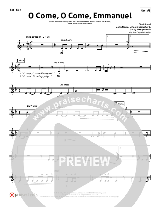 O Come O Come Emmanuel Bari Sax (Lincoln Brewster)