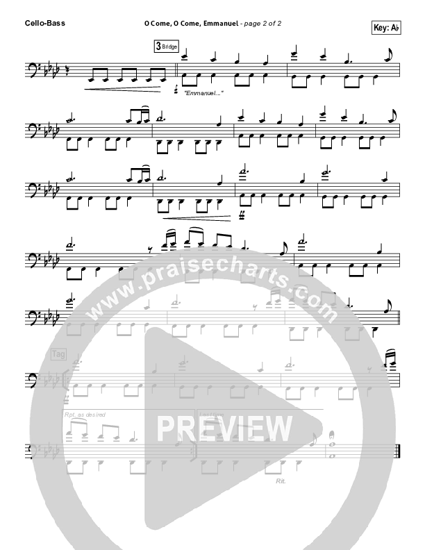 O Come O Come Emmanuel Cello/Bass (Lincoln Brewster)