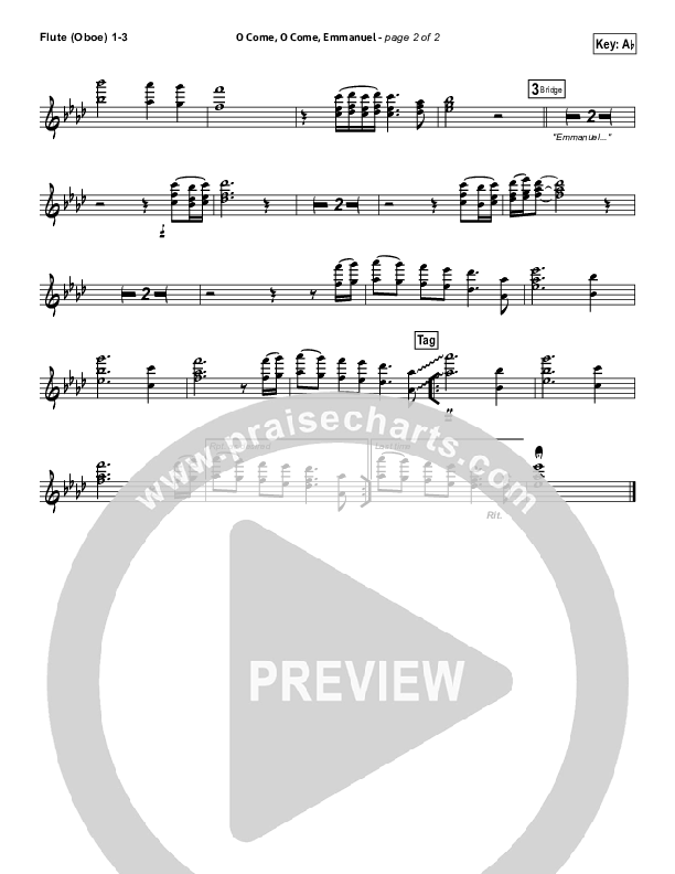 O Come O Come Emmanuel Flute/Oboe 1/2/3 (Lincoln Brewster)