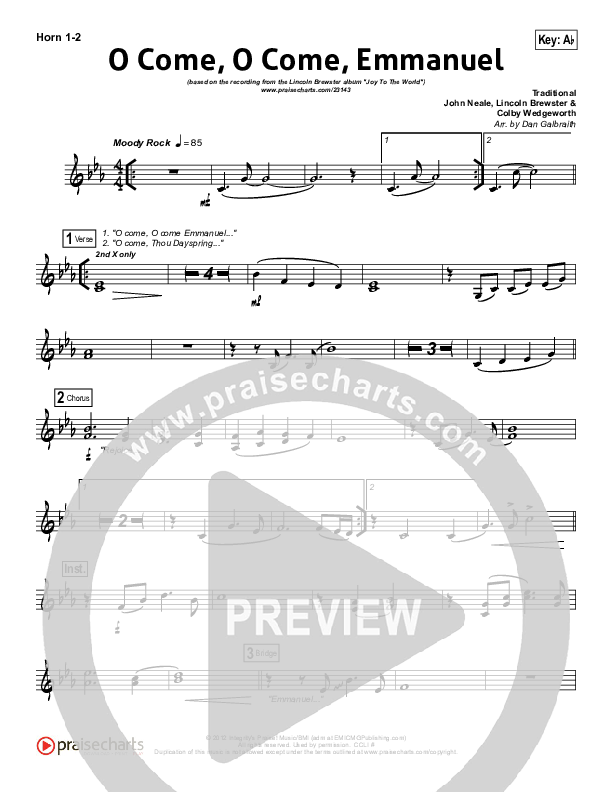 O Come O Come Emmanuel French Horn 1/2 (Lincoln Brewster)