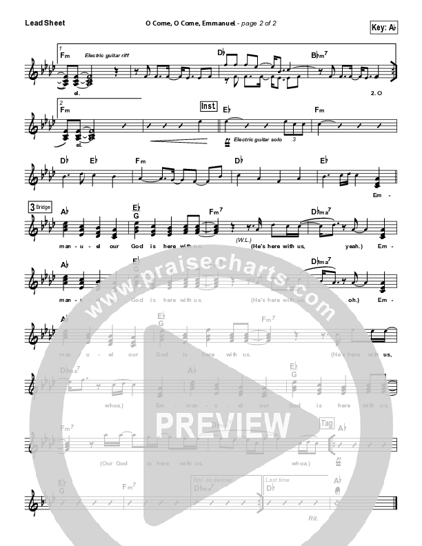 O Come O Come Emmanuel Lead Sheet (SAT) (Lincoln Brewster)